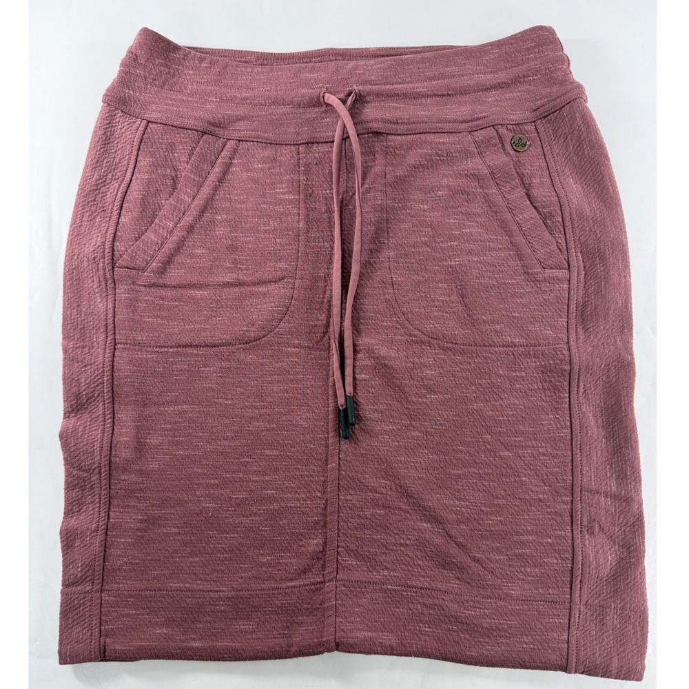 Prana Women Heathered Mauve Pink Drawstring Athletic Knit Skirt Pockets Medium
